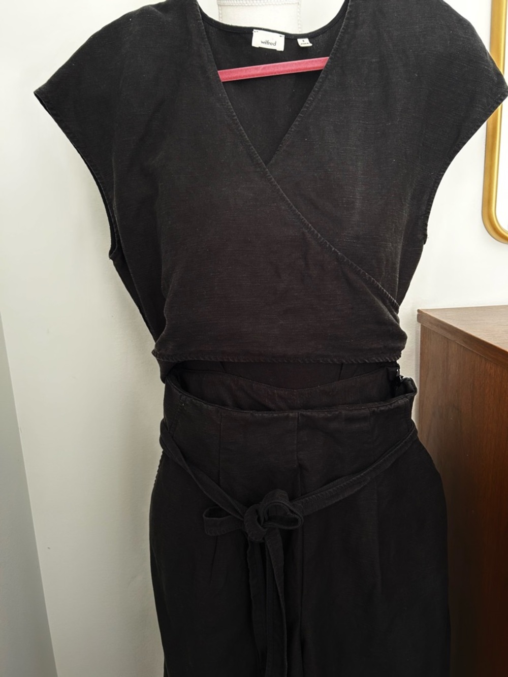 Wilfred Black Wide-Leg linen Jumpsuit with Wrap Top - Picture 3 of 5